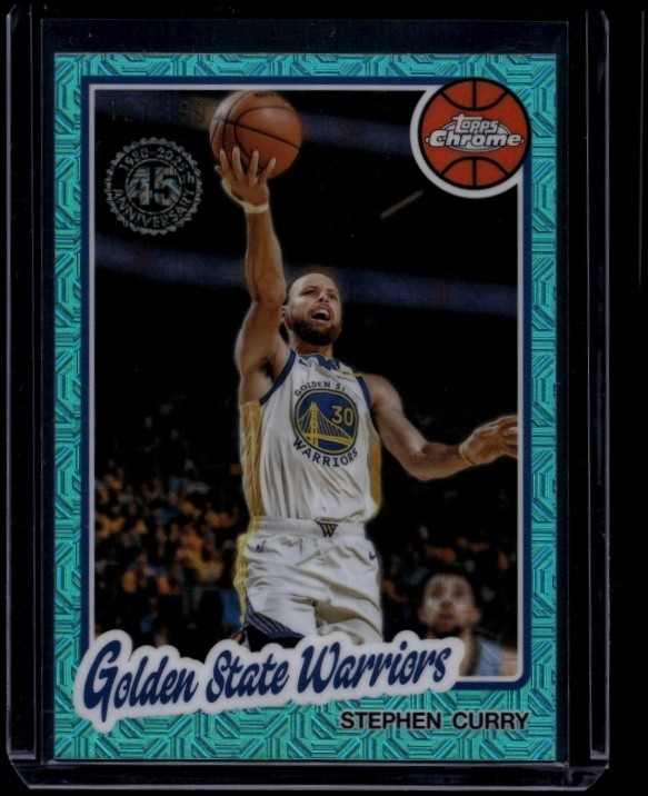 2025-26 Topps Basketball Stephen Curry #TC-SCU Chrome Aqua Mojo Refractor /199