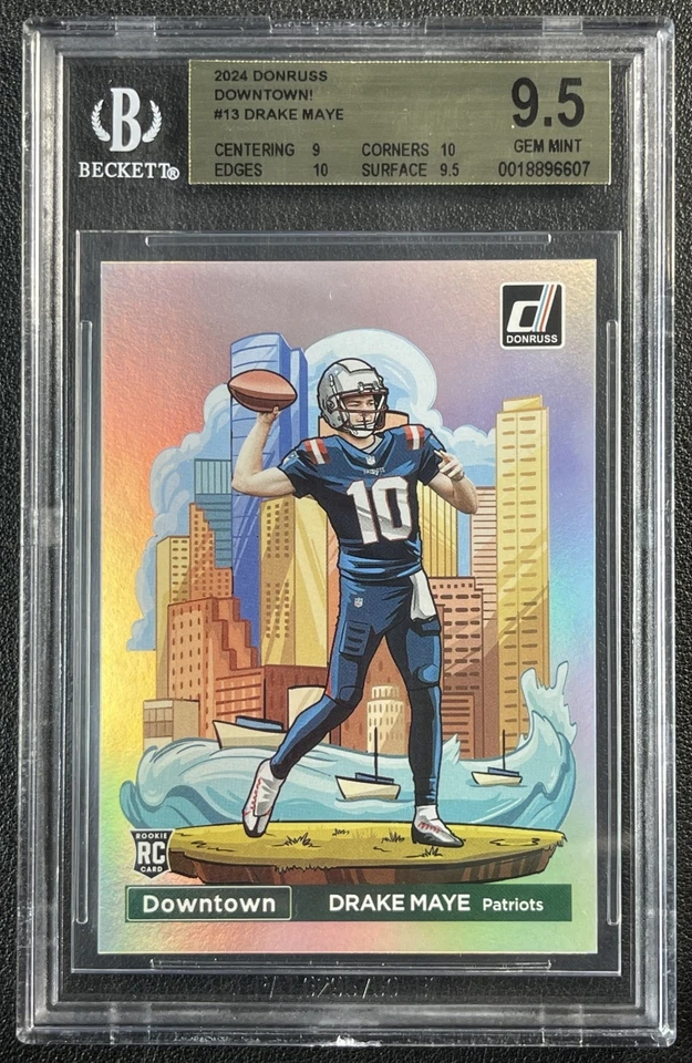 DRAKE MAYE BGS 9.5 2024 PANINI DONRUSS #13 DOWNTOWN! SSP ROOKIE RC PATRIOTS GEM