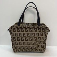 Fendi Zucca Mini Handbag Pouch Leather Canvas MBZ632 Brown Italy Auth From Japan