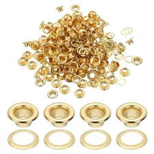 150Pcs 4mm/5/32" Metal Eyelets Eyelets and Grommets Kit Gold