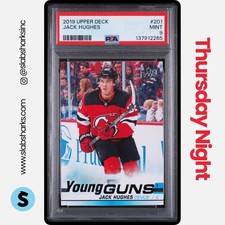 2019 UPPER DECK #201 JACK HUGHES YOUNG GUNS RC ROOKIE PSA 9