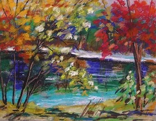 ORIGINAL River LANDSCAPE Pastel Painting JMW art John Williams Expressionism