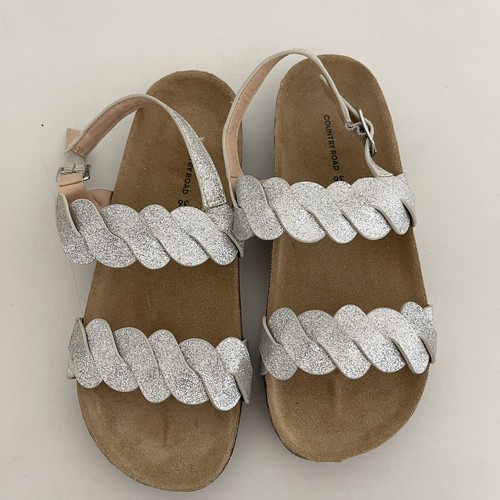 Sandalias Country Road para mujer talla 36 plateadas con hebilla de tacón de corcho usadas en excelente estado - Imagen 7 de 7
