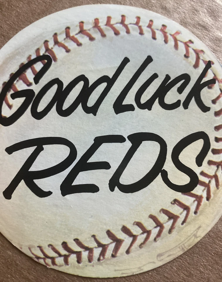 Vintage 1960s Cincinnati Reds Baseball Water Good Luck Decal RARE MCM Prop - Image 2 of 4