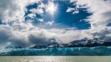 Landscape nature water sea sun clouds mountains ice Custom Gaming Mat Desk