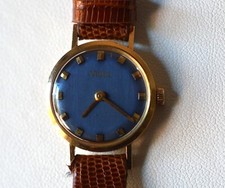 Orologio oro vintage donna Marca Vetta. Quadrante Blu, Usato e funzionte