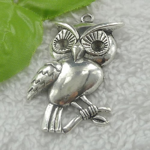 Free Ship 24pcs tibet silver owl charms 