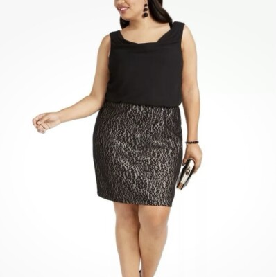 NEW BCX Dress Juniors Plus Sleeveless Elastic Waist Black/ Gold -  Size 2X