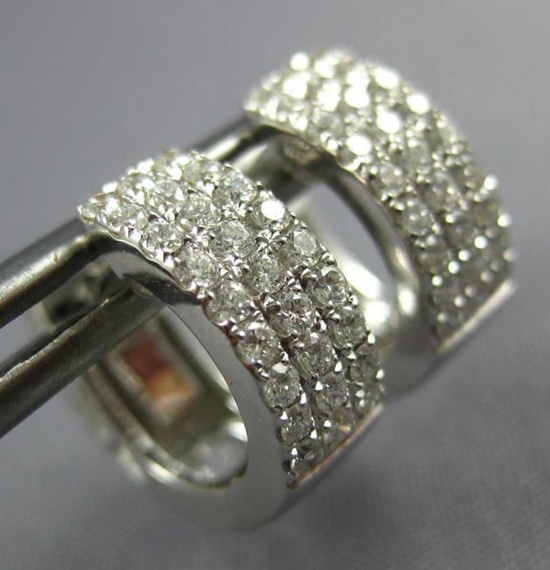 FILA ESTATE WIDE .51CT DIAMOND 18KT WHITE G 3D CLASSIC THREE ROW HUGGIE EARRINGS