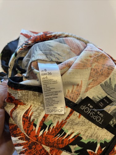 Topshop Womens Skort 8 Beige Palm Tree Shorts / Skirt Tropical Print Orange New - Picture 13 of 13