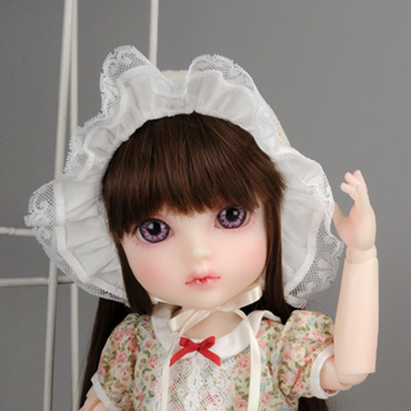Mokashura BA703 Eiona Ivory Bonnet for 13-14 Inch Doll Head-image