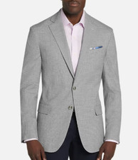 JOS A BANK SIGNATURE GOLD Gray Houndstooth Sport Coat Suit Blazer 44R Wool