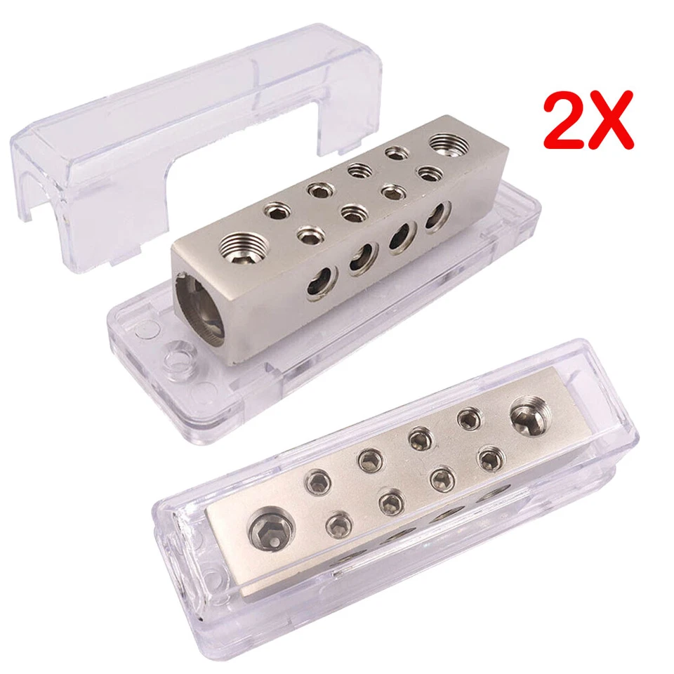 A4A 0/2 Gauge To 8 X 8 Gauge Power/Ground Distribution Block Brass 2pcs - Image 2 of 4