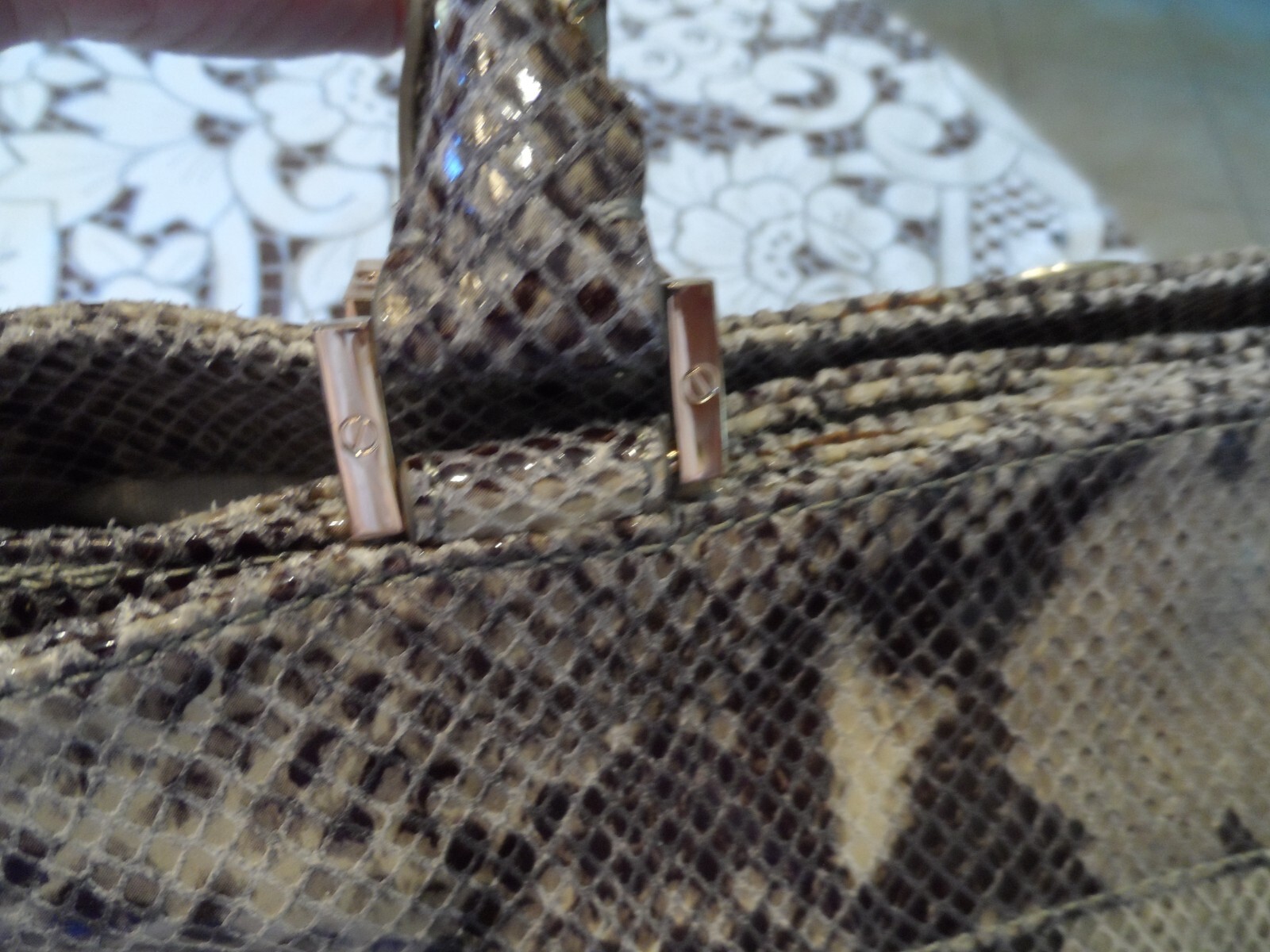 Tory Burch Gray Python Embosed Leather Shoulder B… - image 6