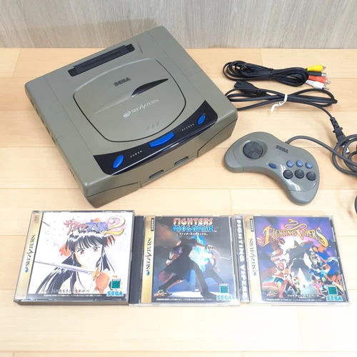 Sega Saturn console bundle with 3 games & cables NTSC-J tested SG614