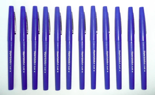 PAPER MATE Flair Felt Tip Blue Pens SET OF 12 Office/School Supplies NEW