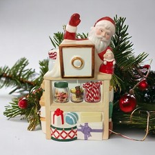 Lenox Holiday Village Candy Cookie Jar BOXED Christmas Musical VIDEO Santa Claus