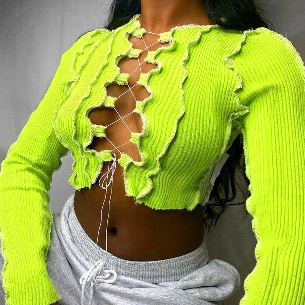 neon lace crop top