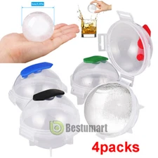 4PCS Big ICE Balls Maker Round Sphere Tray Mold Cube Whiskey Cocktails Silicone
