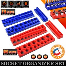 6Pcs Magnetic Socket Organizer Tray Metric SAE Sockets Storage Holder Tool UK