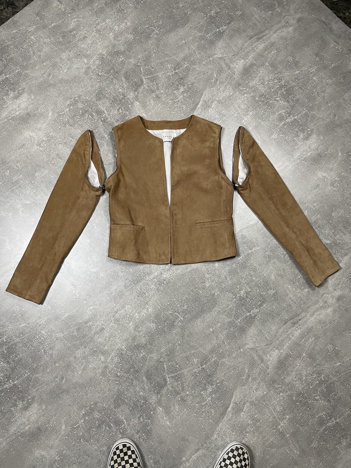 Sandro Suede Zip Sand Transformer Jacket / Vest Made … Gem