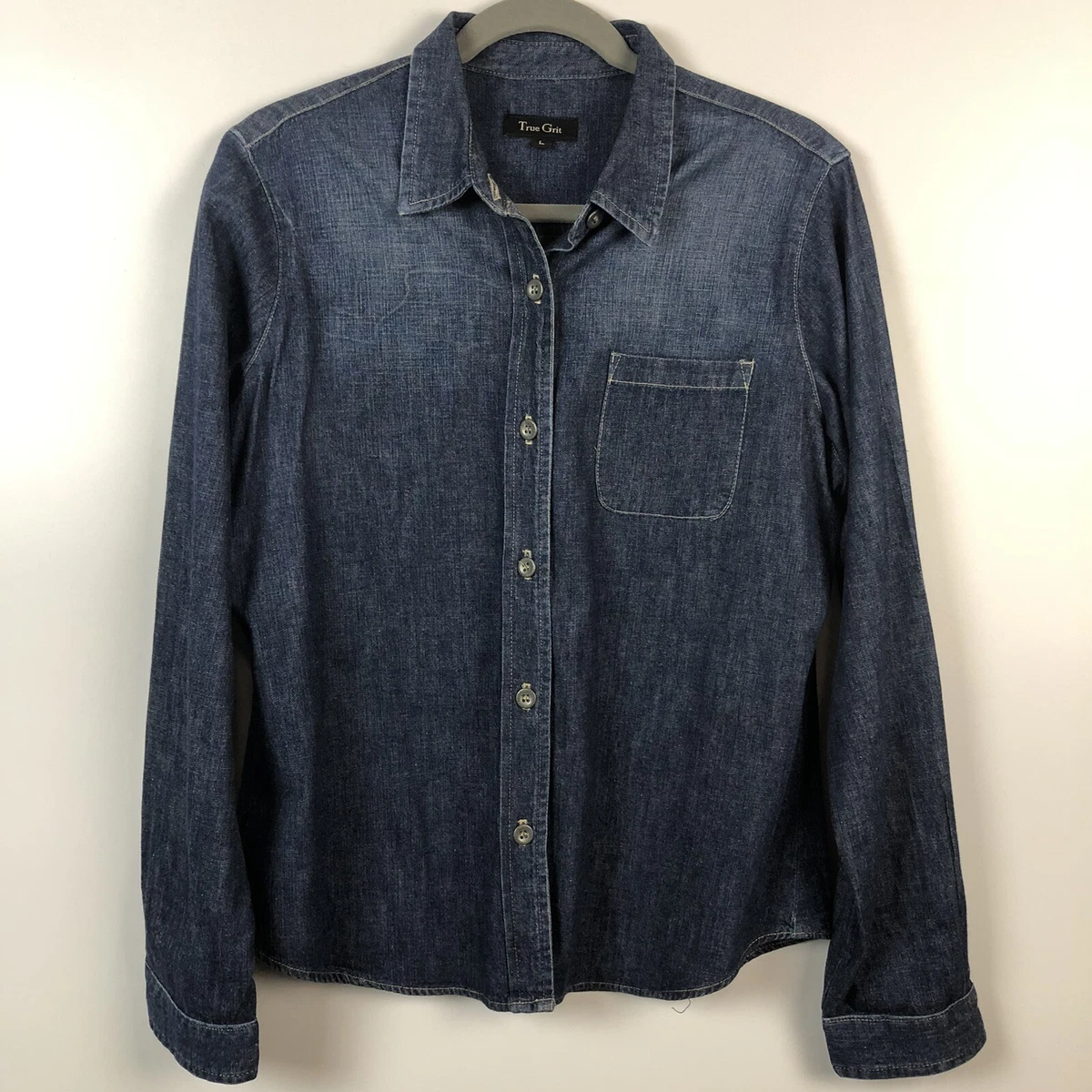 Distressed denim hotsell shirt ladies