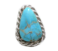 Vintage Handmade Casted Southwest Pure Sterling Silver Turquoise Cabochon Ring
