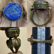 WONDERFUL UNIQUE ANTIQUE NEAR EASTERN BRONZE lLAPIS ROMAN RING