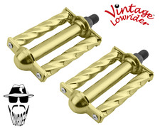 ORIGINAL F R Vintage Lowrider Square Twisted Bicycle Pedals" 1/2 Steel Gold Bike