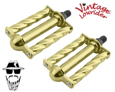 ORIGINAL F&R Vintage Lowrider Square Twisted Bicycle Pedals" 1/2 Steel Gold Bike