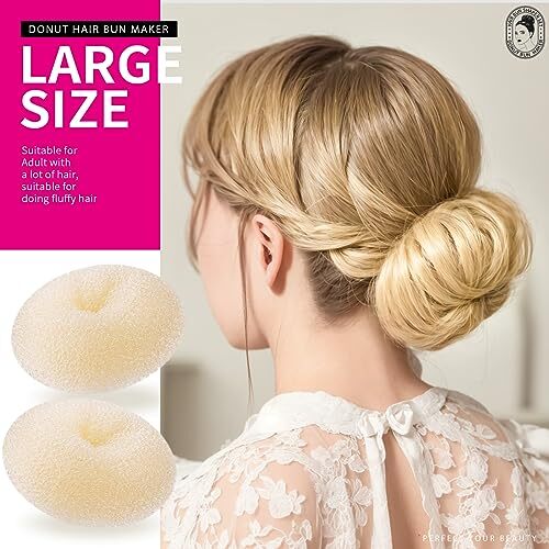 Donut Bun Maker Set - Hair Bun Ring with 5 Bands, 20 Bobby Pins & 7 Chignons - Bild 4 von 6