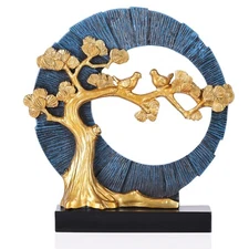 DOVDOV Bird Ornament - Golden & Blue Resin Sculpture for Home Decoration - Li...