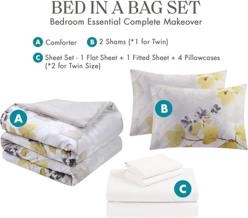 $399 Madison Park Bed in A Bag-Trendy Casual Design Cozy Comforter Set W/ Sheet - Picture 2 of 8