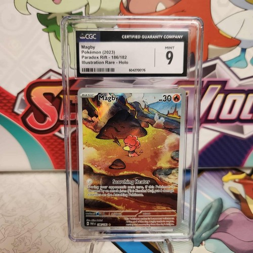 CGC 9 Magby 186/182 Illustration Rare - Paradox Rift - Pokemon TCG - SHIPS FAST - Picture 1 of 2