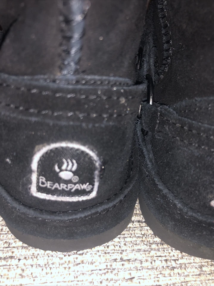 Bota para niños Bearpaw Bota juvenil Gamuza Talla 2 100 % auténtica usada en excelente estado gamuza negra Foto 4 de 4