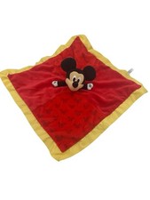 Disney Baby Mickey Mouse Blanket Red Yellow Trim Crinkle Ears Security Lovey