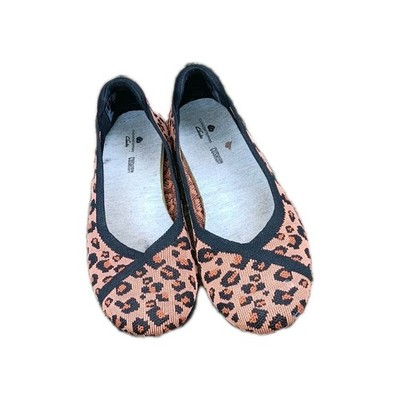 Clarks Cloudsteppers Carly Wish Washable Knit Ballet Flat Shoes Leopard SZ 7.5