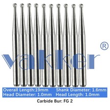 10-100pcs FG 2 Dental Round Carbide Burs Friction Grip Drill Bits for High Speed