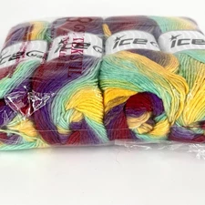 Ice Yarns Lana Bella - Color RAINBOW 58146 - 4 Skeins Factory Sealed. DESTASH