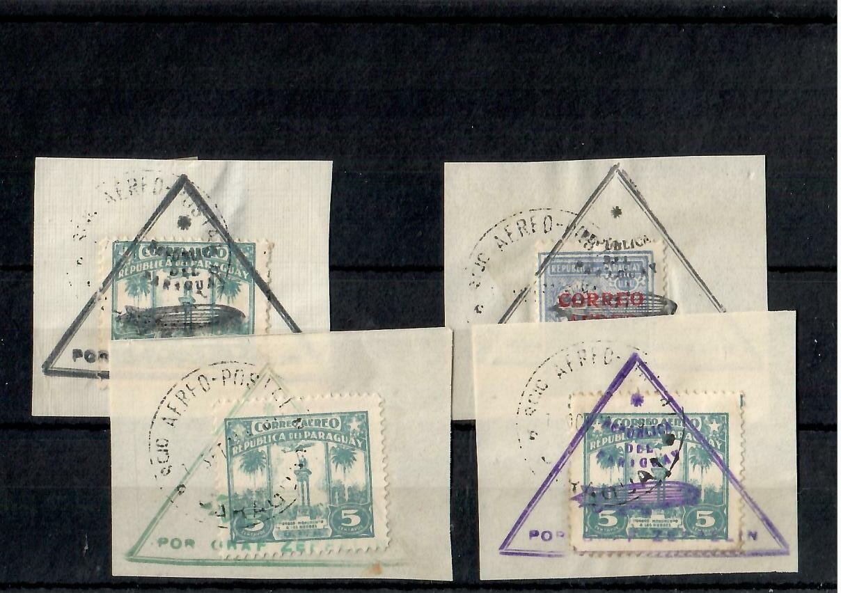Paraguay GRAF ZEPPELIN fragment cut piece - air mail stamps with special cancels