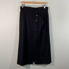 Vtg Escada By Margaretha Ley Black Slit Front A-line New Wool Midi Skirt Size 42