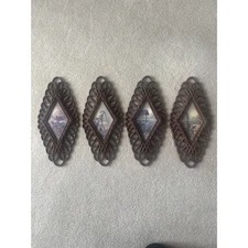 Vintage Faux Wood Burwood Diamond Shape Syroco Country Wall Decor | Set of 4