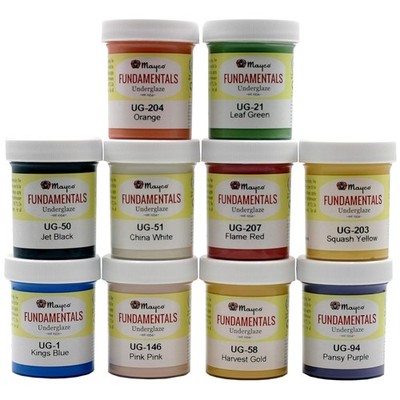 Ceramic Paints for Clay, Greenware, Bisque, 10 Colors