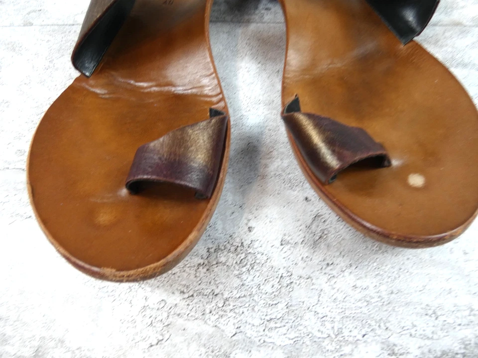 Sandalia Cydwoq Hillary Mujer 40 Marrón Cobre Puntera Correa Descarada Boho Slide Hecha en EE. UU. Foto 3 de 4