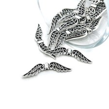 Silver Angel Wing Spacer Beads, 7.5x30mm - US Seller