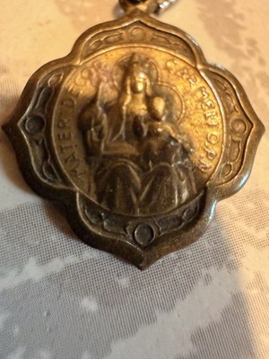 Antique Catholic Devotional Scapular Medal- Our Lady Of Mount Olive Pendant 