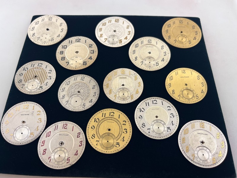Vintage Waltham 10s & 16s Pocket Watch Dials - Lot of 14