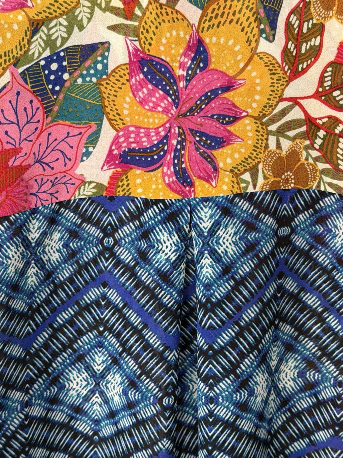 Rose & Olive Multicolor Patchwork Flowey Button D… - image 5