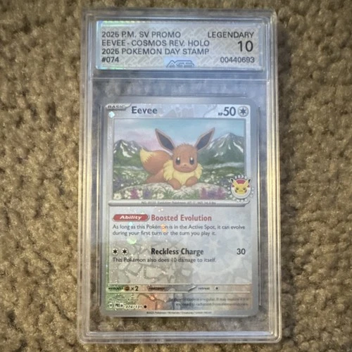 Pokémon Eevee 074/131 Day Stamp Promo Cosmos Rev. Holo AGS 10 50 HP sowsow