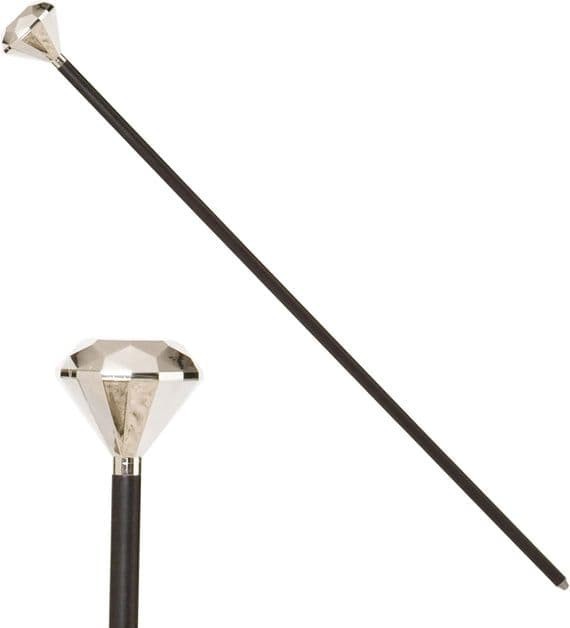 Diamond Pimp Cane 88cm Fancy Dress Gangster Costume Accessory